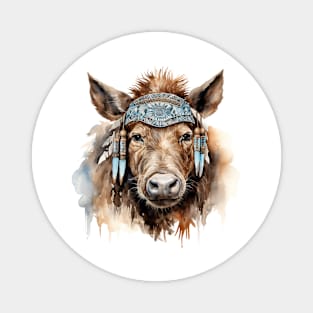 Watercolor Boho Wild Pig Magnet